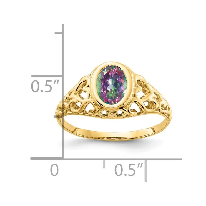 14K Yellow Gold Oval Mystic Fire Topaz Ring Goldia Rings