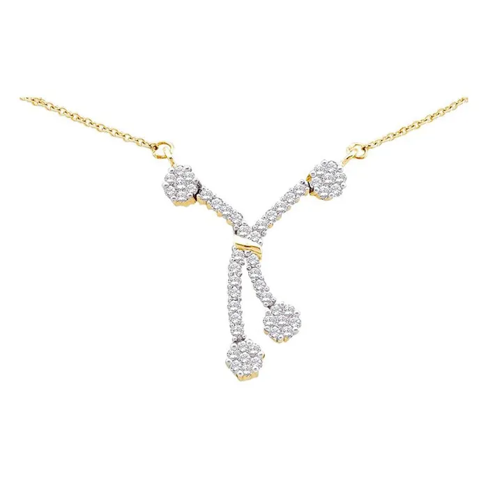 14k Yellow Gold Round Diamond Cluster Necklace 12 Cttw gndatlanta Necklaces