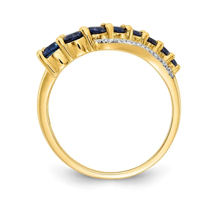 14k Yellow Gold wRhodium Created Ceylon SapphCreated SapphDiamond Ring Goldiacom Rings