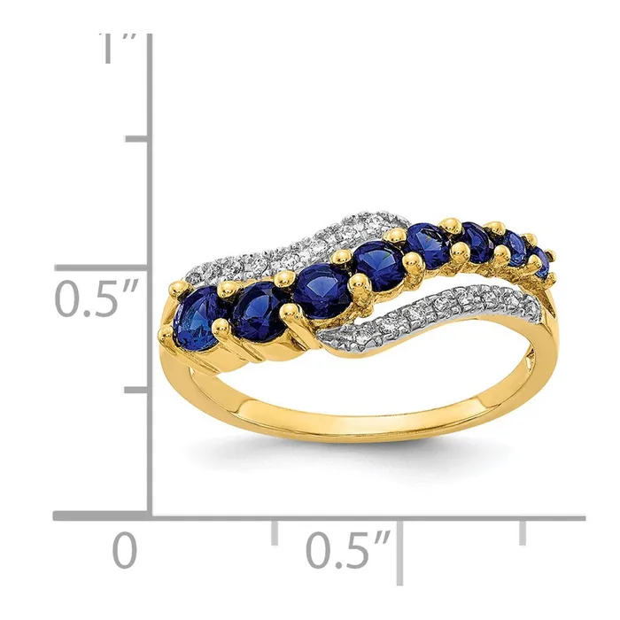 14k Yellow Gold wRhodium Created Ceylon SapphCreated SapphDiamond Ring Goldiacom Rings