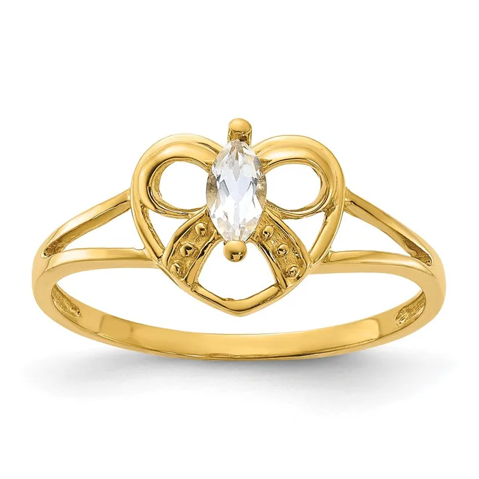 14K Yellow Gold White Topaz Birthstone Ring Goldia Rings