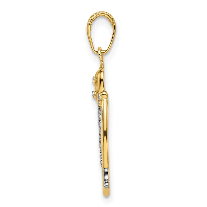 14k Yellow Rhodium Gold and White Rhodium Diamondcut Cat Pendant Goldia Necklaces