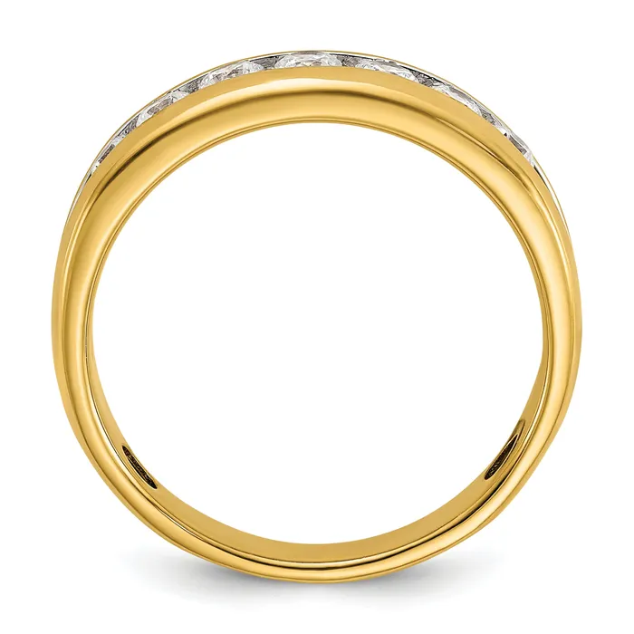 14k Yellow Rhodium with White 1 12 Ct Lab Grown Diamond VSSI G Seven Stone Polished Mens Ring Goldia Rings