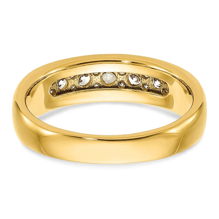 14k Yellow Rhodium with White 1 12 Ct Lab Grown Diamond VSSI G Seven Stone Polished Mens Ring Goldia Rings