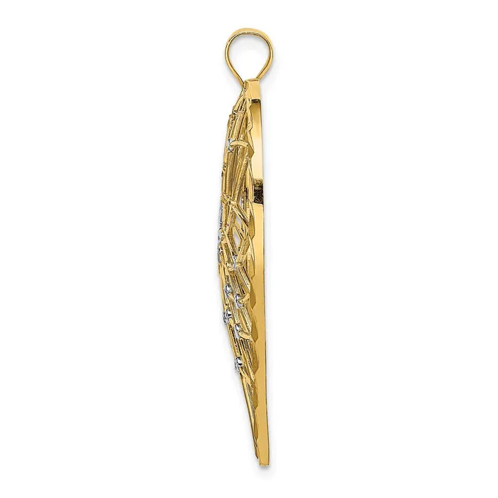 14k Yellow u0026 Rhodium Gold with White Rhodium Diamondcut Large Filigree Heart Pendant Goldia Necklaces