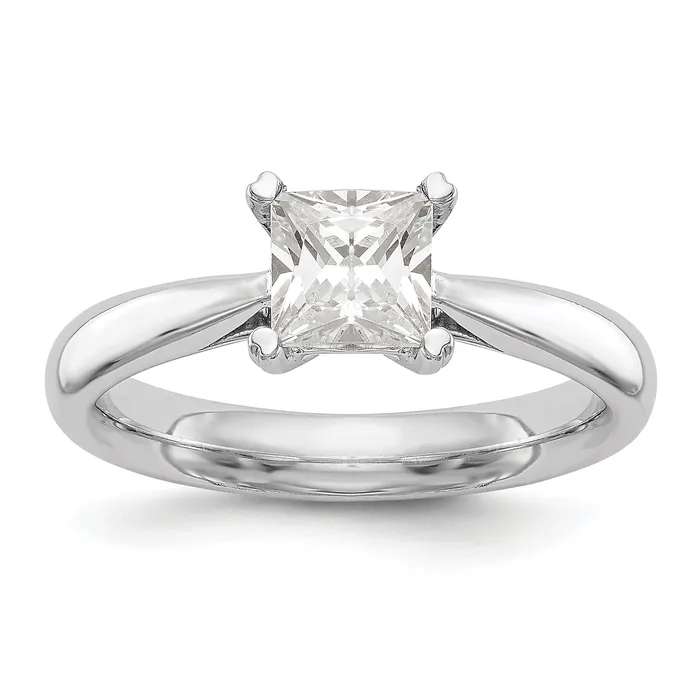 200ct CZ Solid Real 14k White Gold Square Solitaire Engagement Ring Goldia Rings