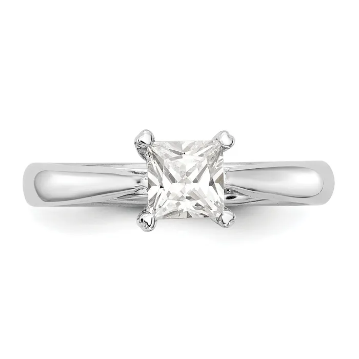 200ct CZ Solid Real 14k White Gold Square Solitaire Engagement Ring Goldia Rings
