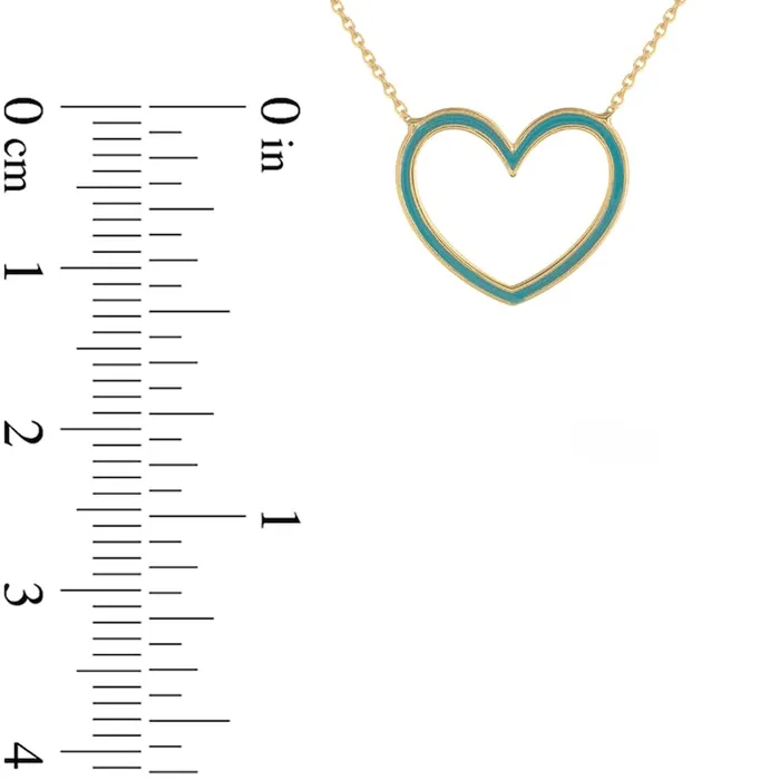 Blue Enamel Heart Outline Necklace in 14K Gold Goldia Necklaces Blue Enamel Heart Outline Necklace in 14K Gold Goldia Necklaces