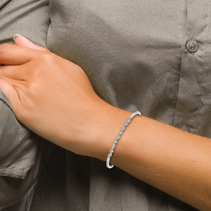 Bracelets goldiaca 14k White Gold Natural Diamond Bangle Bracelet