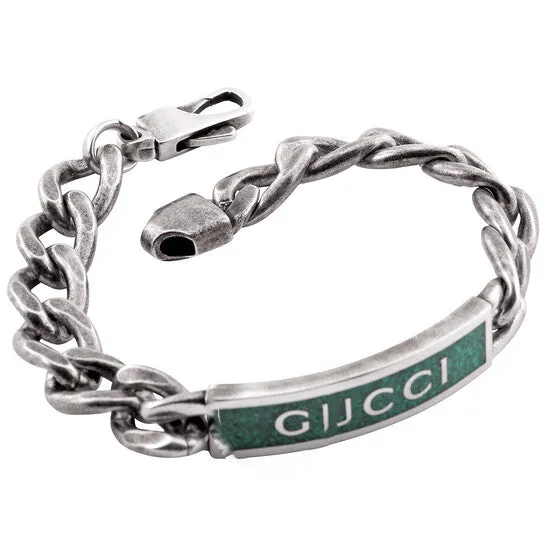 Bracelets JMS always Original Gucci Logo Green Enamel Station Bracelet