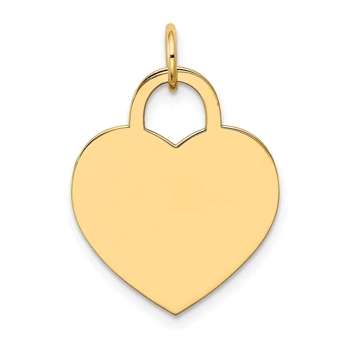 Charm Necklaces 14k Yellow Gold Large Engravable Heart Charm Goldia