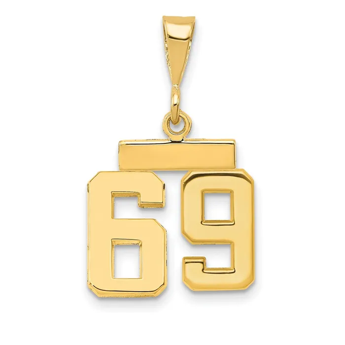 Charm Necklaces 14k Yellow Gold Small Polished Number 69 Charm Goldia