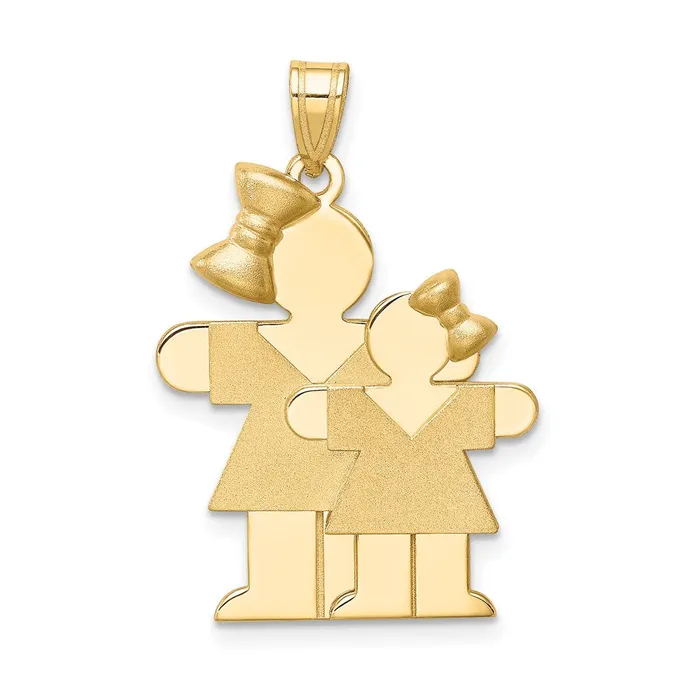 Charm Necklaces Goldia 14k Yellow Gold Big Girl and Little Girl Engravable Charm Charm Necklaces Goldia 14k Yellow Gold Big Girl and Little Girl Engravable Charm
