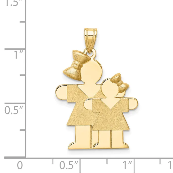 Charm Necklaces Goldia 14k Yellow Gold Big Girl and Little Girl Engravable Charm