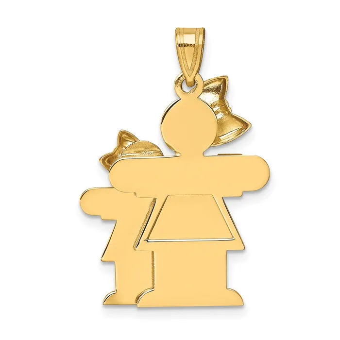 Charm Necklaces Goldia 14k Yellow Gold Big Girl and Little Girl Engravable Charm