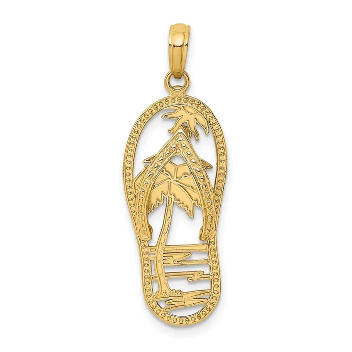 Charm Necklaces Goldia 14k Yellow Gold Palm Tree Flip and Flop Charm