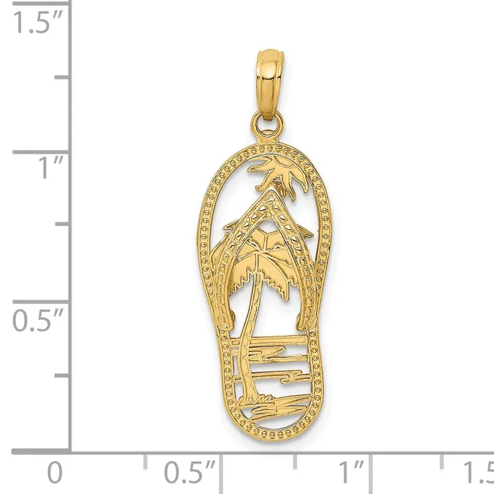 Charm Necklaces Goldia 14k Yellow Gold Palm Tree Flip and Flop Charm
