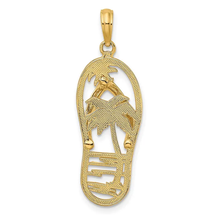 Charm Necklaces Goldia 14k Yellow Gold Palm Tree Flip and Flop Charm