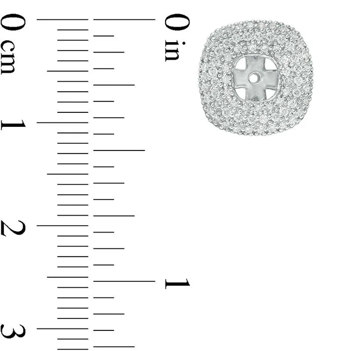 Earrings 063 CT TW Diamond Triple Cushion Frame Earring Jackets in 14K White Gold Goldia Earrings 063 CT TW Diamond Triple Cushion Frame Earring Jackets in 14K White Gold Goldia