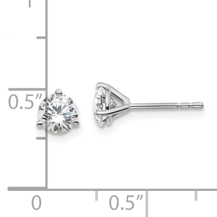 Earrings 14k White Gold 1 ctw Lab Grown Diamond VSSI G Round 3 Prong Heavy Wt Stud Earrings Goldia