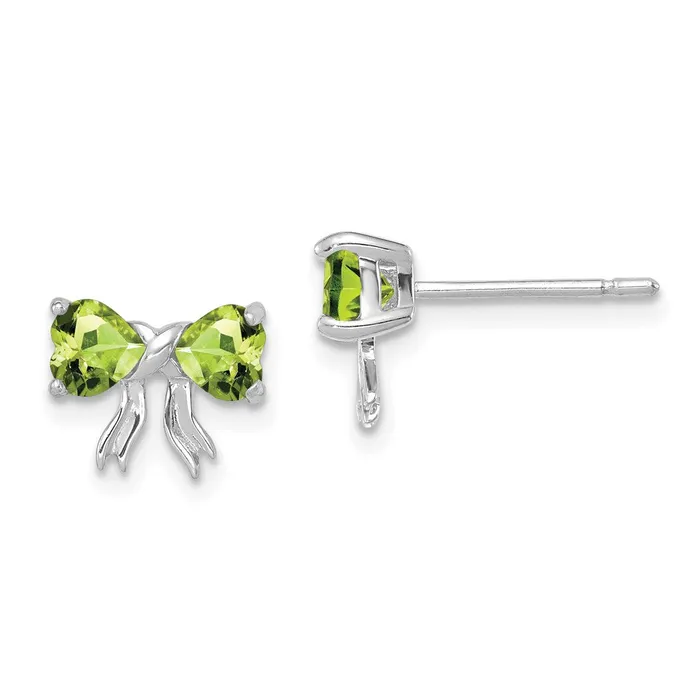 Earrings 14k White Gold Polished Peridot Bow Post Earrings Goldia