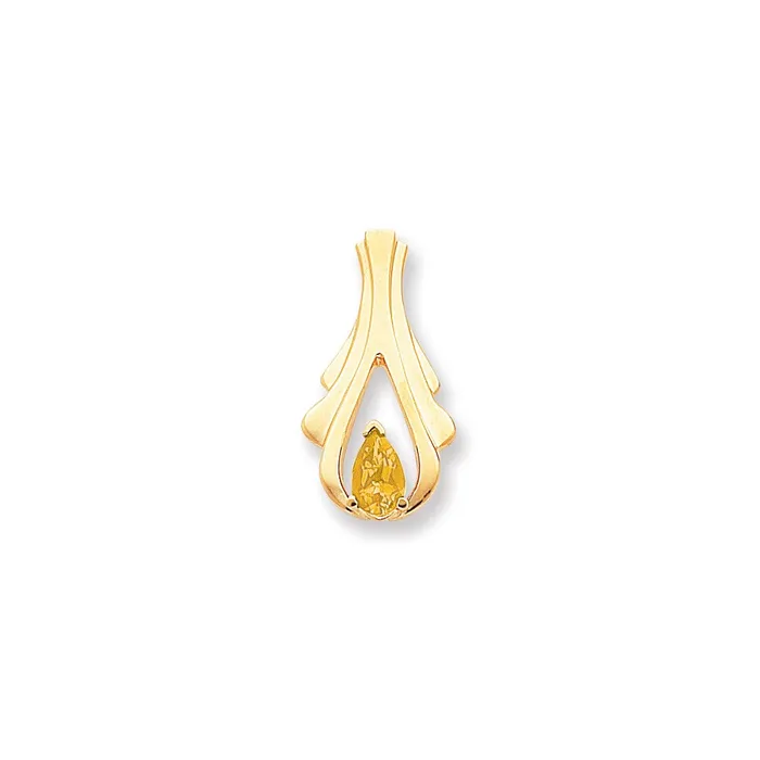 Earrings 14k Yellow Gold 8x5mm Pear Citrine Checker slide Goldia