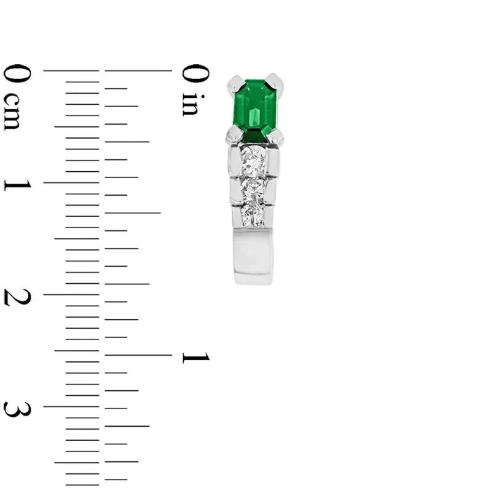 Earrings EmeraldCut Emerald and 033 CT TW Diamond Tiered JHoop Earrings in 14K White Gold Goldia Earrings EmeraldCut Emerald and 033 CT TW Diamond Tiered JHoop Earrings in 14K White Gold Goldia