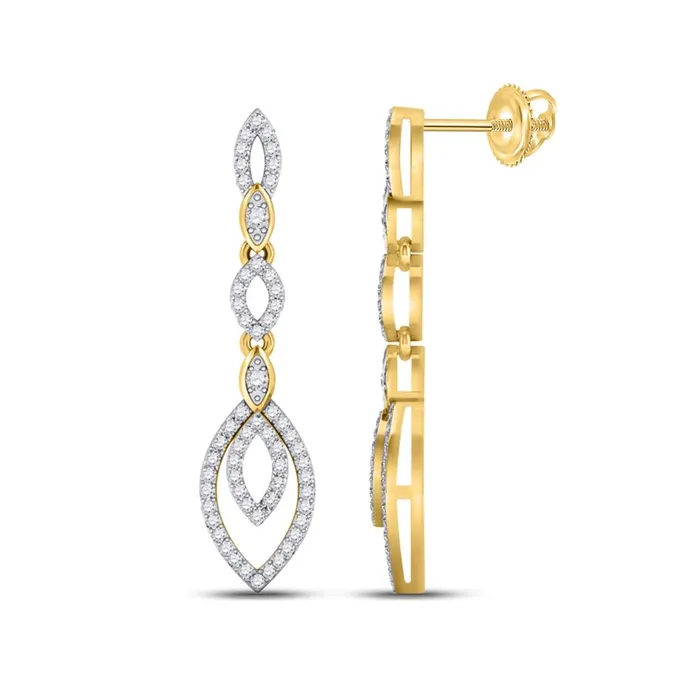Earrings gndatlanta 10k Yellow Gold Round Diamond Dangle Earrings 13 Cttw