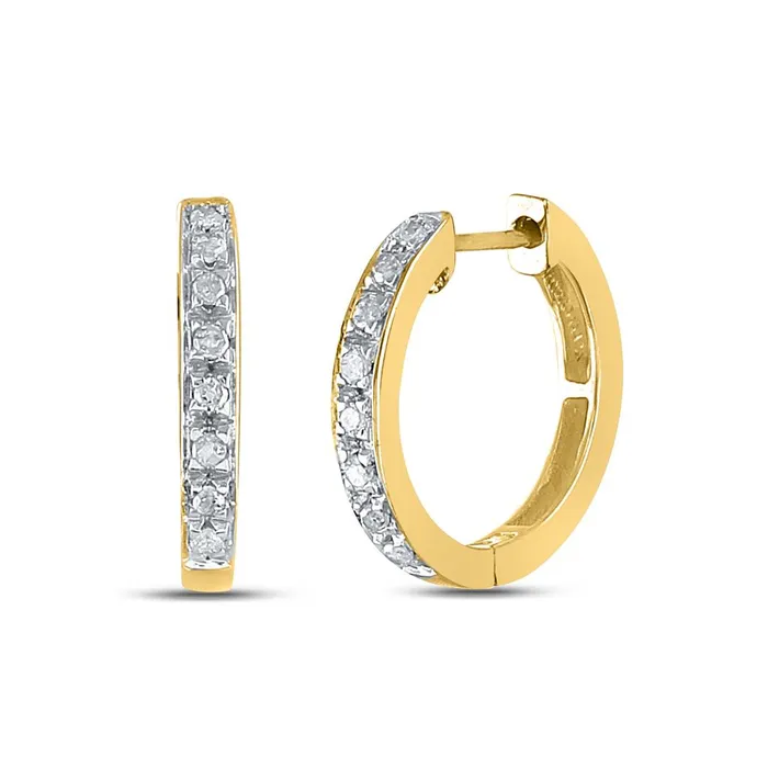Earrings gndatlanta 10k Yellow Gold Round Diamond Single Row Hoop Earrings 18 Cttw
