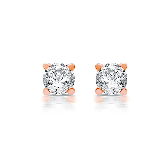 Earrings Goldia 02 CT TW Diamond Solitaire Stud Earrings in 14K Rose Gold JI3