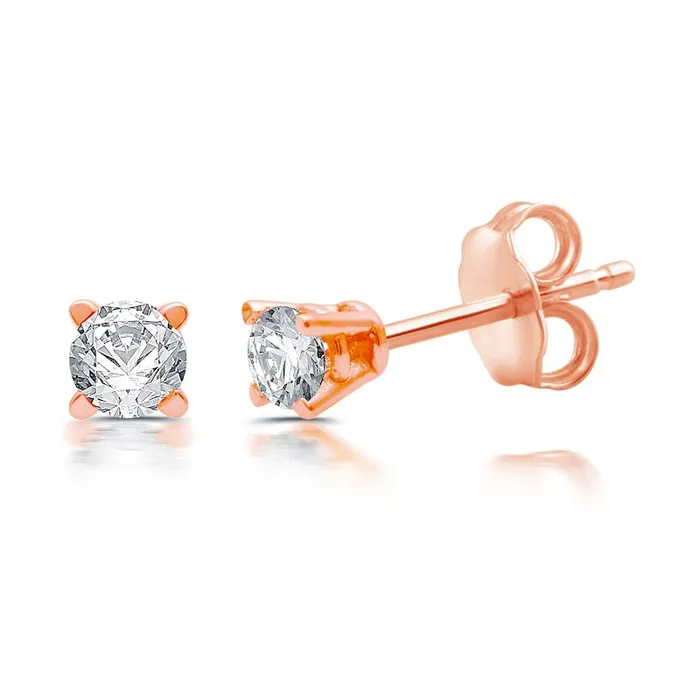 Earrings Goldia 02 CT TW Diamond Solitaire Stud Earrings in 14K Rose Gold JI3 Earrings Goldia 02 CT TW Diamond Solitaire Stud Earrings in 14K Rose Gold JI3