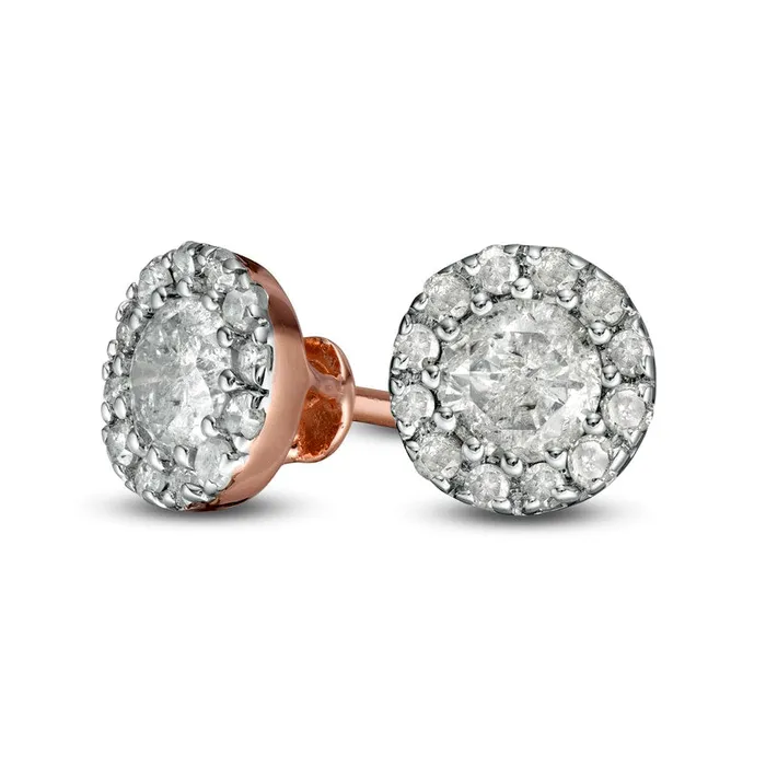 Earrings Goldia 038 CT TW Diamond Frame Stud Earrings in 10K Rose Gold