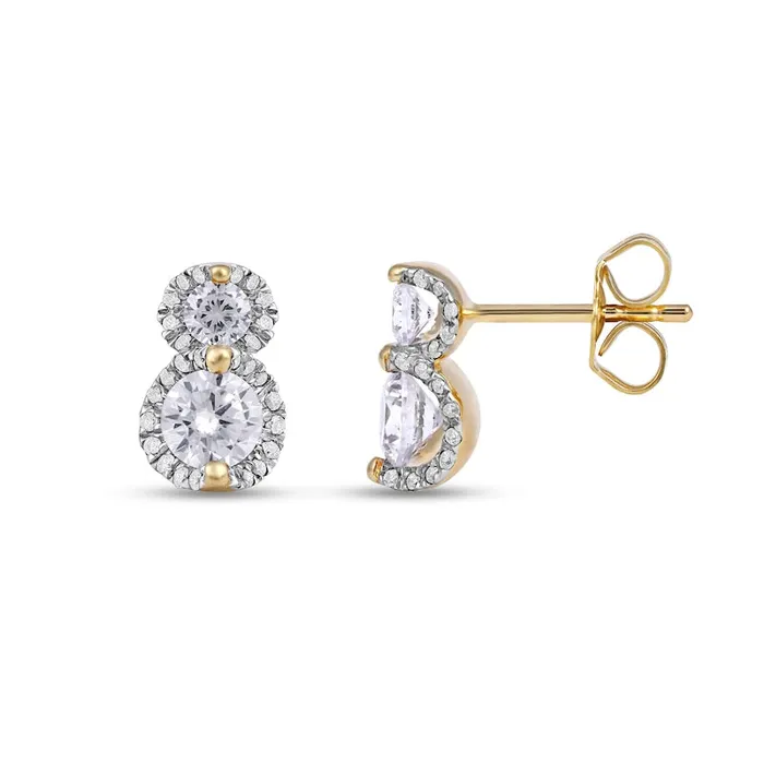Earrings Goldia 1 CT TW Diamond Frame Double Drop Earrings in 10K Gold Earrings Goldia 1 CT TW Diamond Frame Double Drop Earrings in 10K Gold