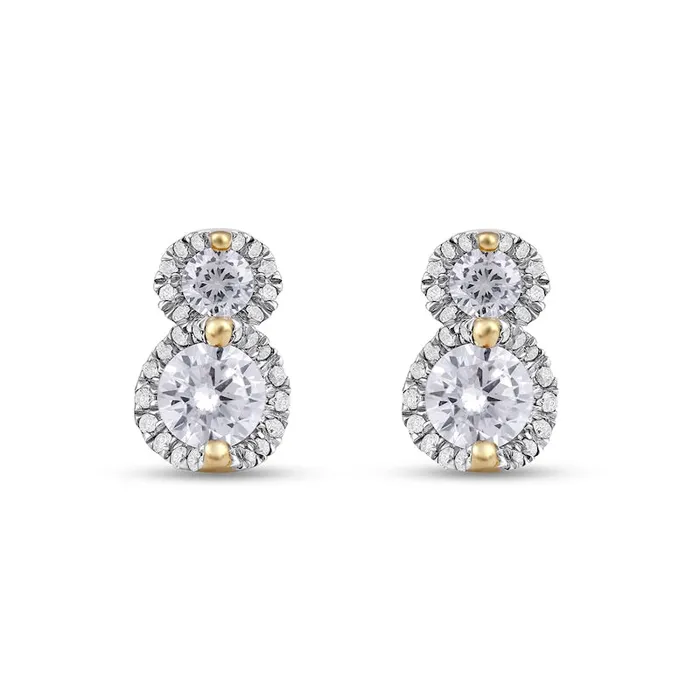 Earrings Goldia 1 CT TW Diamond Frame Double Drop Earrings in 10K Gold Earrings Goldia 1 CT TW Diamond Frame Double Drop Earrings in 10K Gold