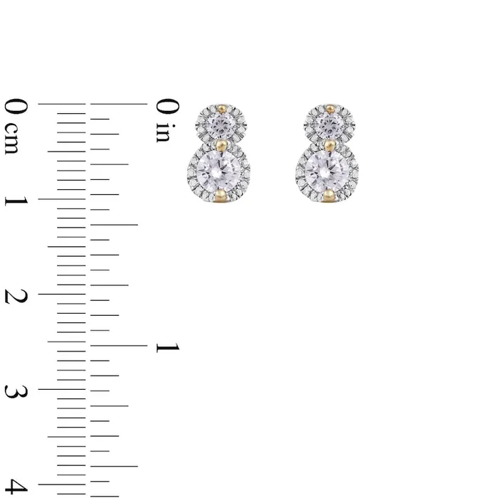 Earrings Goldia 1 CT TW Diamond Frame Double Drop Earrings in 10K Gold Earrings Goldia 1 CT TW Diamond Frame Double Drop Earrings in 10K Gold