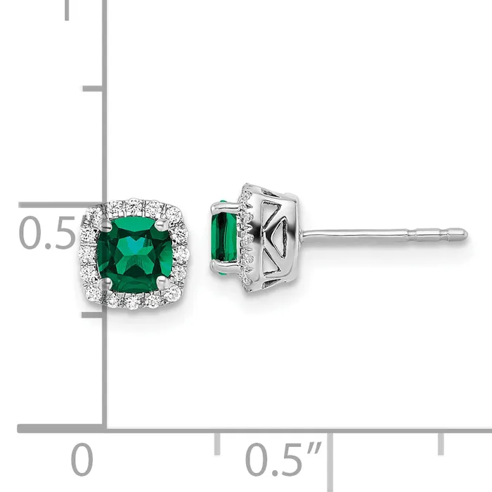 Earrings Goldia 10k White Gold 110 Ct Lab Grown Diamond VSSI G and Created Emerald Square Halo Post Earrings