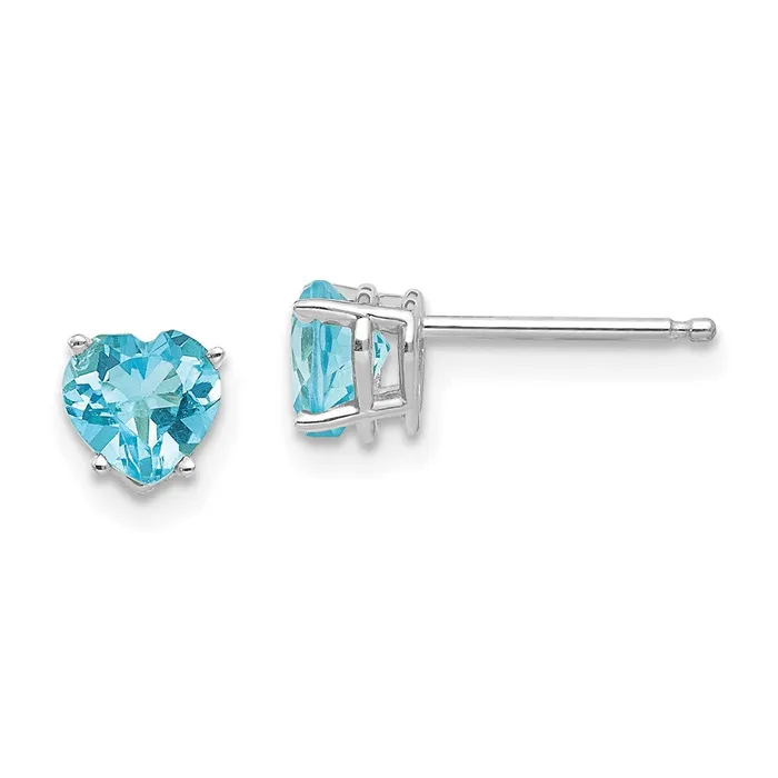 Earrings Goldia 14k White Gold 5mm Heart Blue Topaz Earrings