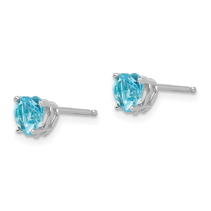 Earrings Goldia 14k White Gold 5mm Heart Blue Topaz Earrings