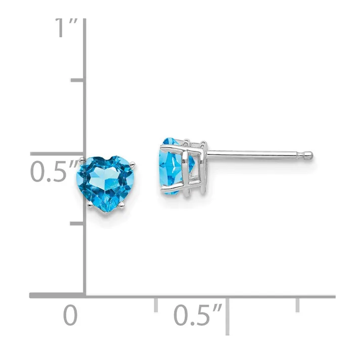 Earrings Goldia 14k White Gold 5mm Heart Blue Topaz Earrings