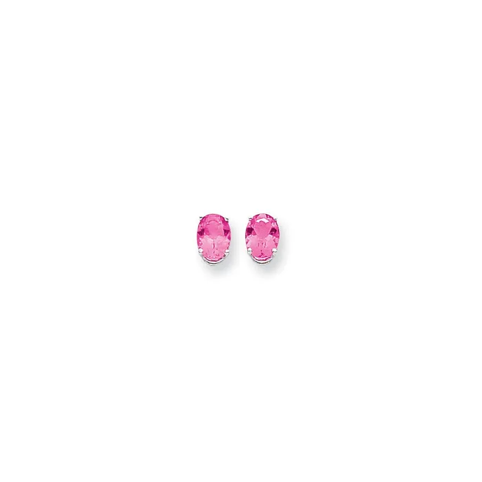 Earrings Goldia 14k White Gold 8x6mm Oval Pink Tourmaline earring