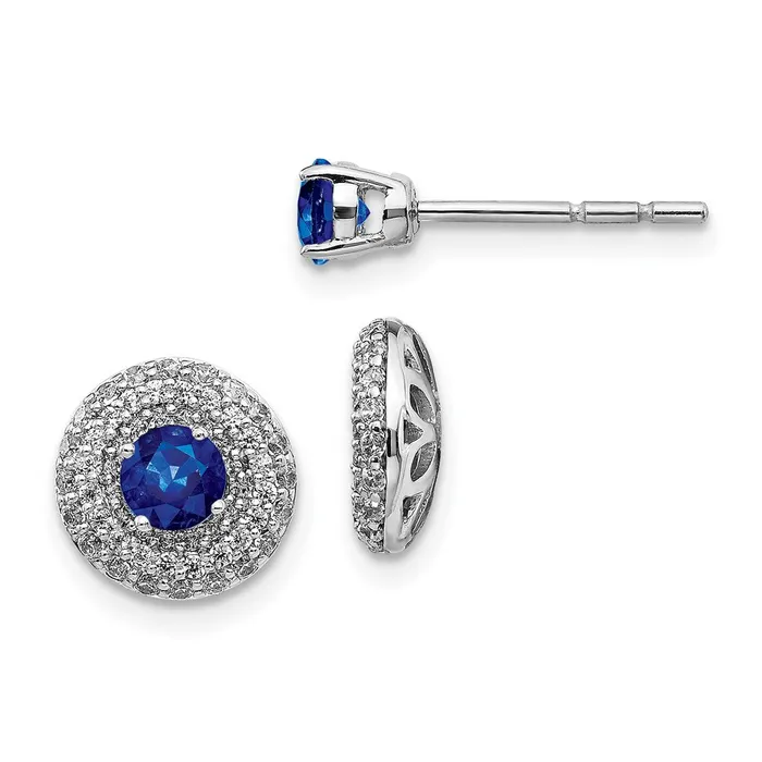 Earrings Goldia 14k White Gold Real Diamond and Sapphire Stud wJacket Earrings