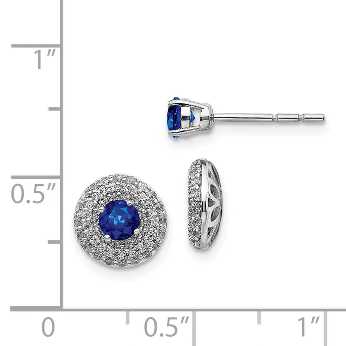 Earrings Goldia 14k White Gold Real Diamond and Sapphire Stud wJacket Earrings