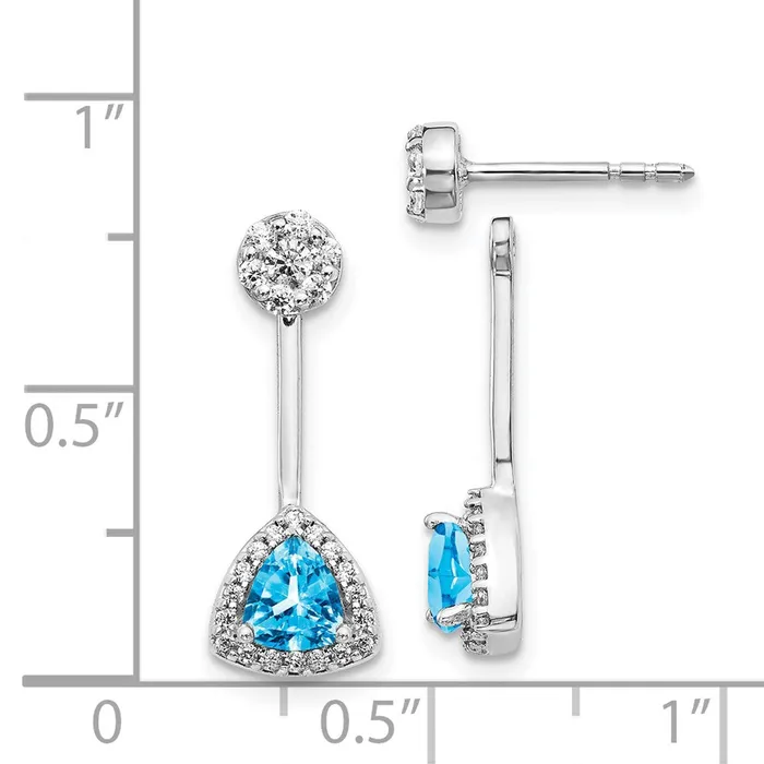 Earrings Goldia 14k White Gold Real Diamond Blue Topaz Earrings