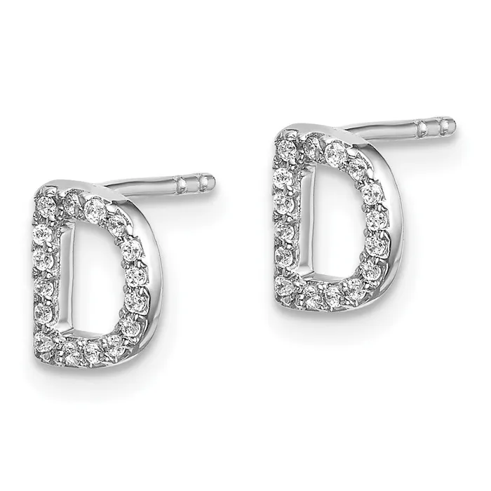 Earrings Goldia 14k White Gold Real Diamond Initial D Earrings
