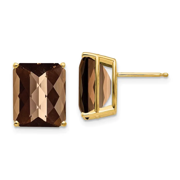 Earrings Goldia 14k Yellow Gold 12x10 Octagon CheckerCut Smok Yellow Gold Quartz Earrings Earrings Goldia 14k Yellow Gold 12x10 Octagon CheckerCut Smok Yellow Gold Quartz Earrings