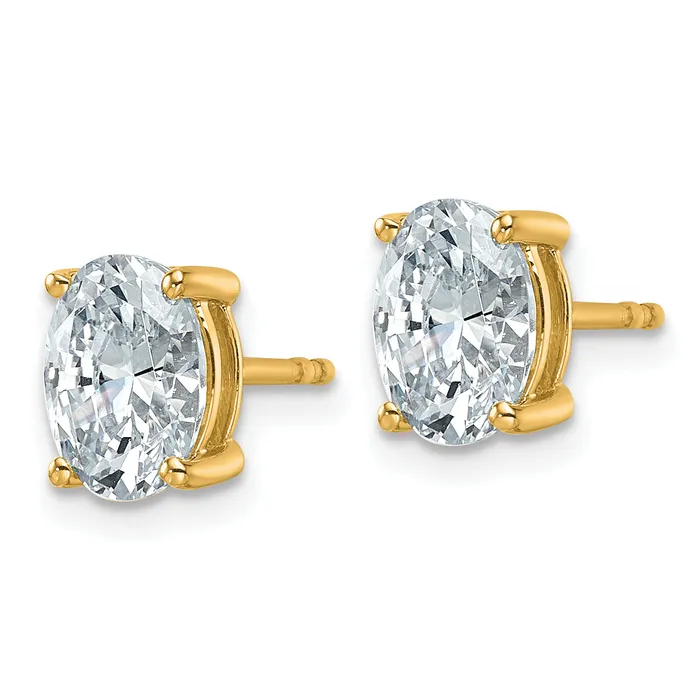 Earrings Goldia 14k Yellow Gold 2 ctw Lab Grown Diamond VSSI G Oval 4 Prong Heavy Wt Stud Earrings