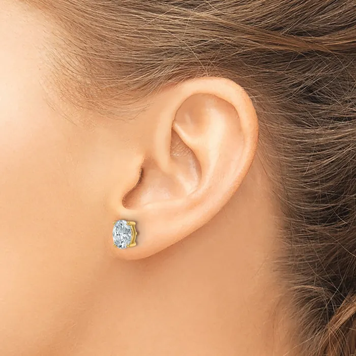 Earrings Goldia 14k Yellow Gold 2 ctw Lab Grown Diamond VSSI G Oval 4 Prong Heavy Wt Stud Earrings