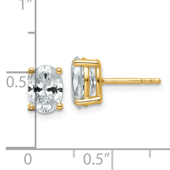 Earrings Goldia 14k Yellow Gold 2 ctw Lab Grown Diamond VSSI G Oval 4 Prong Heavy Wt Stud Earrings