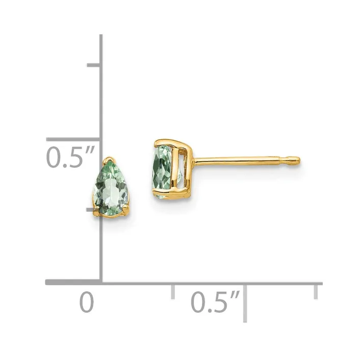 Earrings Goldia 14k Yellow Gold 5x3 Pear Green Quartz Earrings