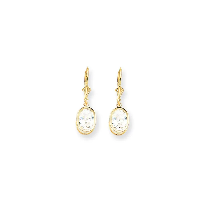 Earrings Goldia 14k Yellow Gold 9x7mm Oval Cubic Zirconia Leverback Earrings Earrings Goldia 14k Yellow Gold 9x7mm Oval Cubic Zirconia Leverback Earrings